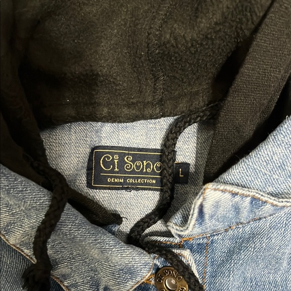 Crop Denim Vest with Black Hoodie - Picture 2 of 2